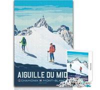 Rompecabezas para Adolescentes de 1000 Piezas,Aiguille Du Midi,Chamonix,Mont Blanc,pósteres de Viaje,Juguete,Juego Intelectual,Carrera de Velocidad Manual,Regalo de cumpleaños,tamaño 38x52cm