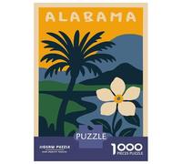 Rompecabezas para Adolescentes De 1000 Piezas Alabama State Illustration with Palm Tree Rompecabezas Juegos Relajantes Pero Divertidos Y Humorísticos Cumpleaños 38x26cm/1000pcs