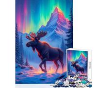 Rompecabezas para Adolescentes de 1000 Piezas: Alce en el País de Las Maravillas Invernal Juguete Decorativo de Pared Gran Regalo Juegos educativos Interacción Entre Padres e Hijos (tamaño 38x52cm)