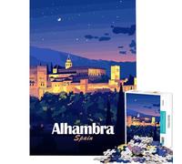 Rompecabezas para Adolescentes de 1000 Piezas Alhambra España de Noche Juego Imposible Juguetes educativos pequeños Ideal para aliviar el estrés Tamaño 38x52cm