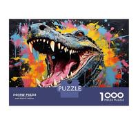 Rompecabezas para Adolescentes De 1000 Piezas Alligator with Colorful Paint Splatters Rompecabezas para Adultos Juegos Familiares Corte De Precisión Regalos Y Cumpleaños Únicos 70x50cm/1000pcs