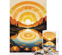 Rompecabezas para Adolescentes de 1000 Piezas Amanecer sobre un Lago de montaña Juguete Educativo Regalo de cumpleaños Juegos de relajación Interesante reducción del estrés tamaño 38x52cm