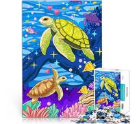 Rompecabezas para Adolescentes de 1000 Piezas Amor de Tortuga Marina Juego de Preguntas Cada Pieza es única: un desafiante y Divertido Juego Familiar 38x26cm