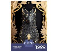 Rompecabezas para Adolescentes De 1000 Piezas Ancient Black Golden Wolf Rompecabezas para Adultos Juegos Familiares Análisis Y Lógica Cumpleaños Y Navidad 38x26cm/1000pcs