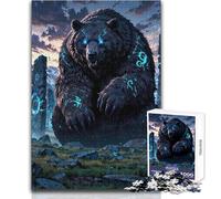 Rompecabezas para Adolescentes de 1000 Piezas Ancient Rune Bear: Guardián de Las Piedras místicas Noche de Juegos y diversión Familiar Ideas de Regalos Divertidos para la Familia Tamaño 38x52cm