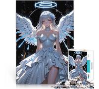 Rompecabezas para Adolescentes de 1000 Piezas Ángel con alas Blancas para divertirse en Familia con póster a Juego y Hoja de Trivia 75x50cm