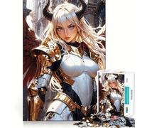 Rompecabezas para Adolescentes de 1000 Piezas Ángel Guerrero Celestial con Armadura Dorada Juego de ensamblaje Ajustado Juguete cognitivo Diversión fácil Regalo de decoración navideña (50x75cm)