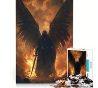 Rompecabezas para Adolescentes de 1000 Piezas: Ángel Oscuro con Espada, Juguetes para armar, interacción Entre Padres e Hijos, cumpleaños y Navidad 38x26cm