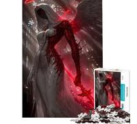 Rompecabezas para Adolescentes de 1000 Piezas Ángel Sangriento con Espada en una Catedral Ideal para cumpleaños y Navidad Decoración Juego práctico para Mayores de 14 años 38x52cm