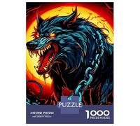 Rompecabezas para Adolescentes De 1000 Piezas Angry Wolf with Chains Illustration Rompecabezas para Adultos Juegos Relajantes Una Obra De Arte Cumpleaños 70x50cm/1000pcs
