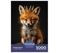 Rompecabezas para Adolescentes De 1000 Piezas Animal Fox Cute King Rompecabezas para Adultos Juguetes Antiestrés Decoración De Pared Interacción Entre Padres E Hijos 52x38cm/1000pcs