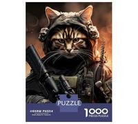 Rompecabezas para Adolescentes De 1000 Piezas Animal Soldier Cat Rompecabezas para Adultos Juego Práctico Una Obra De Arte Cumpleaños 38x26cm/1000pcs