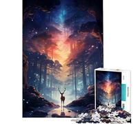 Rompecabezas para Adolescentes de 1000 Piezas Animales Salvajes en el Espacio Ciervos Juego Imposible para un Juego Educativo Juguete de desafío Regalo Divertido Ideal para Parejas (tamaño 38x52cm)