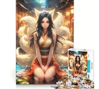Rompecabezas para Adolescentes de 1000 Piezas, Anime Kyubi Fox Girl, Juego Imposible, Regalo de cumpleaños, con póster y Hoja de Preguntas a Juego 38x52cm