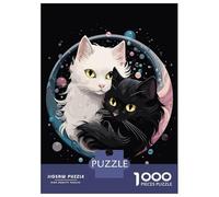 Rompecabezas para Adolescentes De 1000 Piezas Anime White and Black Cat Rompecabezas para Adultos Juguetes Antiestrés Regalo De Cumpleaños Cumpleaños 52x38cm/1000pcs