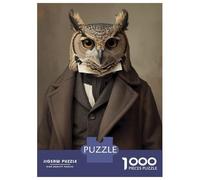 Rompecabezas Para Adolescentes De 1000 Piezas Anthropomorphic Owl Portrait in Formal Attire Rompecabezas Para Adultos Juego De Ingenio Mejora La Memoria Regalos Para Amigos Y Familiares 38x26cm/1000pc