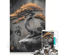 Rompecabezas para Adolescentes de 1000 Piezas: Árbol bonsái en el Borde de un acantilado Juego práctico, difícil y desafiante Regalo Ideal para quienes Buscan un Juego entretenido 38x26cm