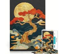 Rompecabezas para Adolescentes de 1000 Piezas Árbol bonsái sobre Luna Dorada,Arte de Borde Premium,Juego de concentración Mental,diversión para el Tiempo Libre,Regalo artístico de Navidad 38x26cm