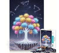 Rompecabezas para Adolescentes de 1000 Piezas Árbol Celestial con Constelaciones,Juego de ensamblaje preciso,Juego cognitivo,Juguete,diversión fácil,decoración navideña,Regalo (38x52cm)