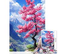 Rompecabezas para Adolescentes de 1000 Piezas Árbol de Cerezo en Flor en Paisaje de montaña Juegos educativos de análisis y lógica Juguetes para armar Interacción Entre Padres e Hijos (75x50cm)