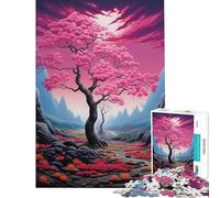 Rompecabezas para Adolescentes de 1000 Piezas Árbol de Cerezo Solitario en Flor Juguetes educativos para Aprender Juego Familiar Decoración de Pared Regalos para Mujeres y Hombres (Tamaño 38x52cm)