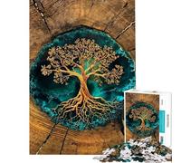 Rompecabezas para Adolescentes de 1000 Piezas Árbol de la Vida Dorado Arte en Resina Cada Pieza es única Regalo Ideal para cumpleaños y Ocasiones Especiales 50x75cm