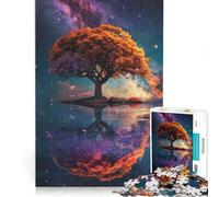 Rompecabezas para Adolescentes de 1000 Piezas Árbol de la Vida Reflejo Cósmico Juguetes para armar Corte de precisión con Piezas de Formas aleatorias Que encajan Perfectamente 38x52cm