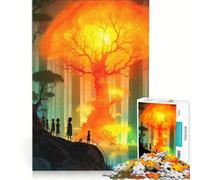 Rompecabezas para Adolescentes de 1000 Piezas Árbol Luminoso en el Bosque, Juguetes para armar, decoración para el hogar, Toda la Familia 38x52cm