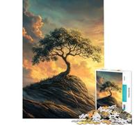 Rompecabezas para Adolescentes de 1000 Piezas Árbol Solitario al Atardecer Rompecabezas de 1000 Piezas Juguetes antiestrés Alivia el estrés Regalo de cumpleaños Regalos de Viaje (38x26cm)