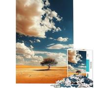 Rompecabezas para Adolescentes de 1000 Piezas Árbol Solitario Reloj del Desierto Juegos relajantes Juguetes educativos de Aprendizaje Regalos de Amigo Invisible Corte de precisión (tamaño 38x52cm)