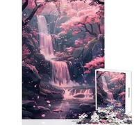 Rompecabezas para Adolescentes de 1000 Piezas árboles de Sakura y Cascada Juguete para decoración de Pared Regalo de cumpleaños Juegos educativos Entrena tu Cerebro y Tus Manos tamaño 50x75cm