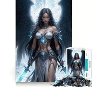 Rompecabezas para Adolescentes de 1000 Piezas,Arcángel Azul,Arte de Borde Exact,Juego de Concentración,Regalo,Juego para Momentos Acogedores,Arte de Escena Navideña 38x52cm