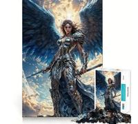 Rompecabezas para Adolescentes de 1000 Piezas,Arcángel Azul,Arte de Borde Exact,Juego de Concentración,Regalo,Juego para Momentos Acogedores,Arte de Escena Navideña 50x75cm