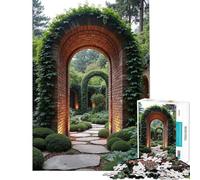 Rompecabezas para Adolescentes de 1000 Piezas Arcos de ladrillo en un jardín exuberante Rompecabezas para Adultos Juegos Divertidos Que mejoran la Memoria Regalos desafiantes (tamaño 50x75cm)