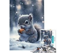 Rompecabezas para Adolescentes de 1000 Piezas Ardilla Adorable en la Nieve Rompecabezas para Adultos Juegos Divertidos Que mejoran la Memoria y Que suponen un Reto Regalos (tamaño 38x52cm)
