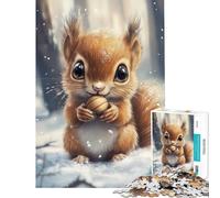 Rompecabezas para Adolescentes de 1000 Piezas Ardilla Adorable en la Nieve Rompecabezas para Adultos Juego práctico para divertirse en Familia Difícil y desafiante (tamaño 50x75cm)
