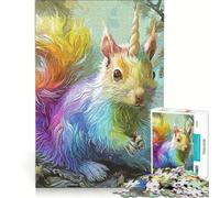 Rompecabezas para Adolescentes de 1000 Piezas Ardilla Unicornio Juguetes antiestrés Carrera de Velocidad Manual para Fortalecer el Amor en Pareja 38x52cm