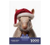 Rompecabezas Para Adolescentes De 1000 Piezas Armadillo Christmas with Santa Hat Portrait Rompecabezas Para Adultos Juegos Relajantes Regalo De Cumpleaños Diversión En Casa Actividades, 38x26cm/1000pc