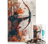 Rompecabezas para Adolescentes de 1000 Piezas Arqueros de otoño,puntería,Corte Premium,Divertido,Juego Inteligente,Regalo,Juego rápido,Pieza de Arte navideña (38x26cm)