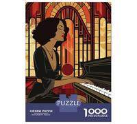 Rompecabezas para Adolescentes De 1000 Piezas Art Deco Piano Woman Rompecabezas para Adultos Juego De Ingenio Decoración De Pared Regalos para Reducir El Estrés 70x50cm/1000pcs