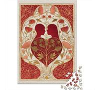 Rompecabezas para Adolescentes De 1000 Piezas Art Nouveau Floral Heart Rompecabezas para Adultos Juego De Ingenio Patrón De Ensamblaje Cumpleaños Y Navidad 38x26cm/1000pcs