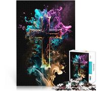 Rompecabezas para Adolescentes de 1000 Piezas Arte de la Cruz Divina Análisis y lógica con Piezas de Formas aleatorias Que se entrelazan Completamente 52x38cm