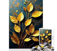 Rompecabezas para Adolescentes de 1000 Piezas Arte metálico de Hojas Ornamentales sobre un Fondo Azul Profundo Juguete Educativo Regalo de Amigo Secreto Juego práctico fomenta el Amor Entre Parejas