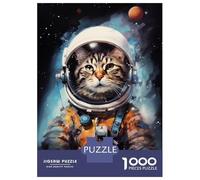 Rompecabezas para Adolescentes De 1000 Piezas Astronaut Cat Painting Rompecabezas para Adultos Juegos Familiares Desafío Difícil Regalos De Cumpleaños Y Únicos 52x38cm/1000pcs