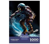 Rompecabezas para Adolescentes De 1000 Piezas Astronaut Snowboarding in Space Rompecabezas para Adultos Juego Familiar Difícil Difícil Cumpleaños Y Navidad 38x26cm/1000pcs