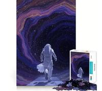 Rompecabezas para Adolescentes de 1000 Piezas Astronauta Corriendo a través de un Portal Espacial Articulaciones Suaves Juguete Divertido para desarrollar la Mente Juego Relajante Regalo Ideal
