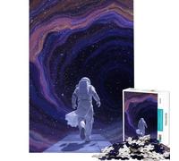 Rompecabezas para adolescentes de 1000 piezas Astronauta corriendo a través de un portal espacial Ideal para cumpleaños Navidad o decoración de pared Juego de ingenio para mayores de 14 años (50x75cm)