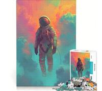 Rompecabezas para Adolescentes de 1000 Piezas Astronauta cósmico Espacial Juego práctico Ideal para Pasar el Tiempo en casa Durante Las Vacaciones con póster y Hoja de Preguntas a Juego 38x52cm