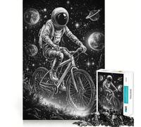Rompecabezas para adolescentes de 1000 piezas Astronauta en bicicleta en el espacio,articulaciones suaves,juguete divertido para desarrollar el cerebro,juego relajante,regalo divertido para cumpleaños