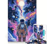 Rompecabezas para Adolescentes de 1000 Piezas Astronauta en el Espacio,articulaciones Suaves,Divertido para ejercitar el Cerebro,Juego Relajante, (50x75cm)